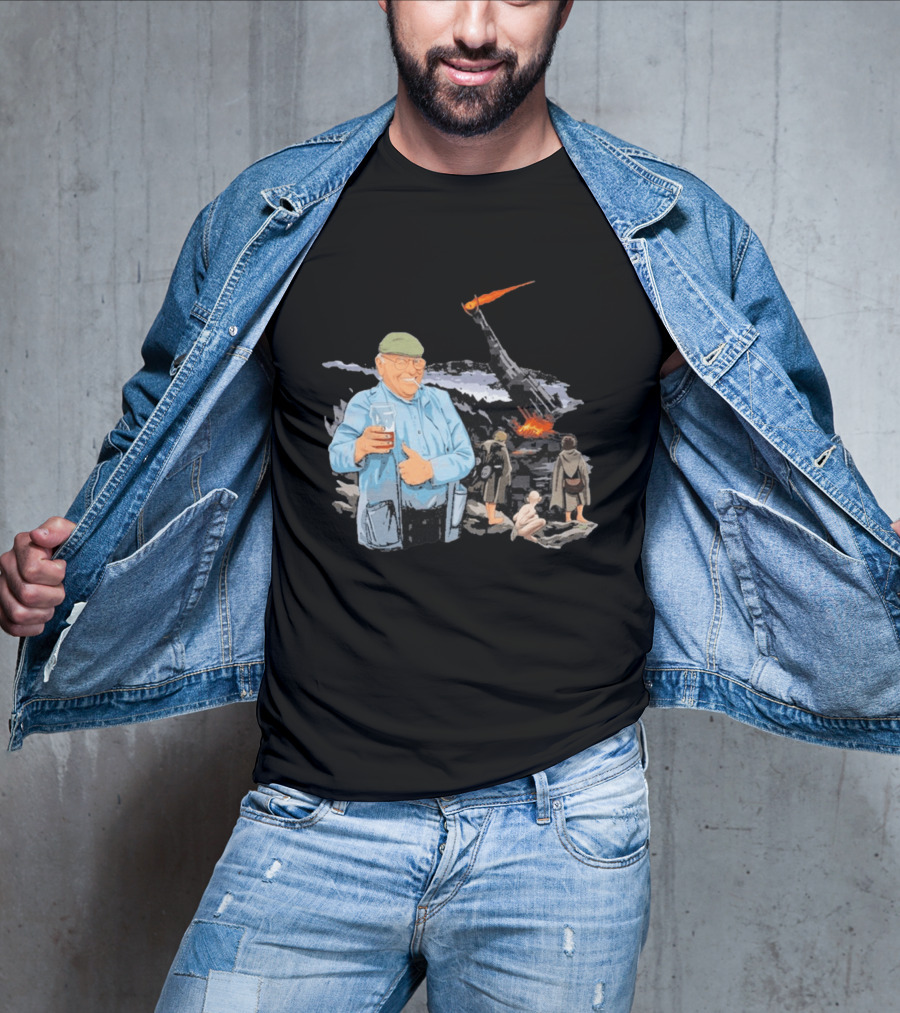 Fred Dibnah Thumbs Up At Mount Doom By Jim'll Paint It T-Shirt
