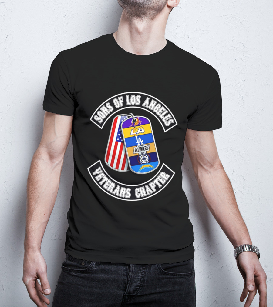 Sons Of Los Angeles Veterans Chapter LA Sports Dog Tags American Flag T-Shirt