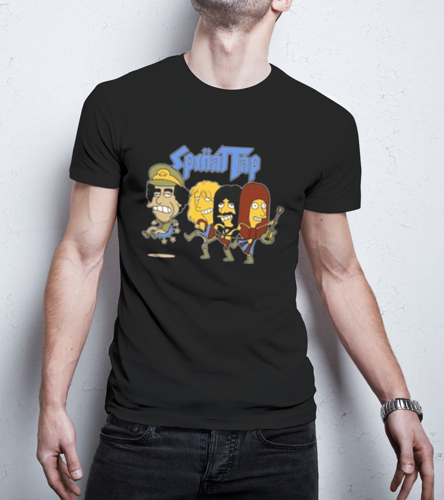 Spinattap 1992 World Tour London Paris Munich Springfield Gaddafi Cartoon Characters T-Shirt