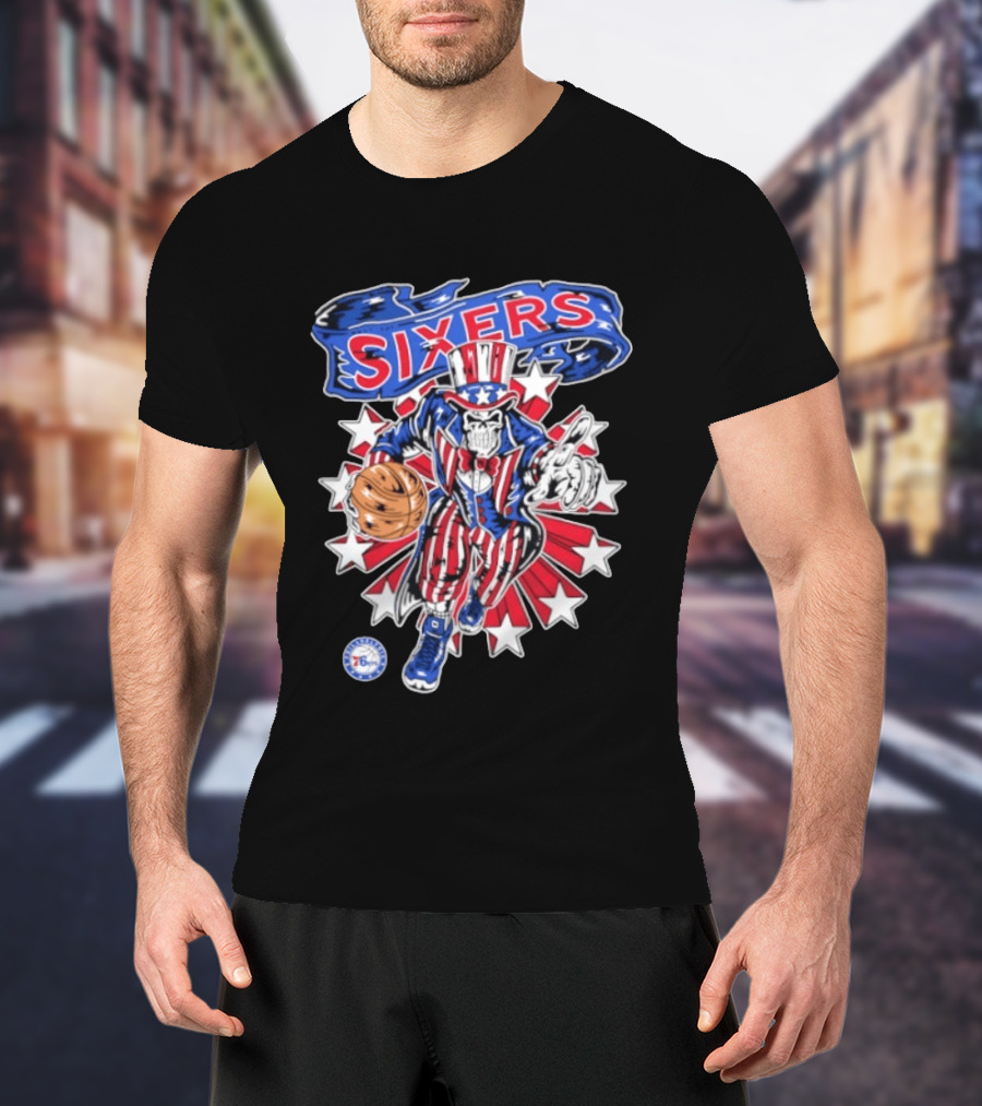 Philadelphia 76ers Warren Lotas Stars And Stripes Uncle Sam Basketball T-Shirt