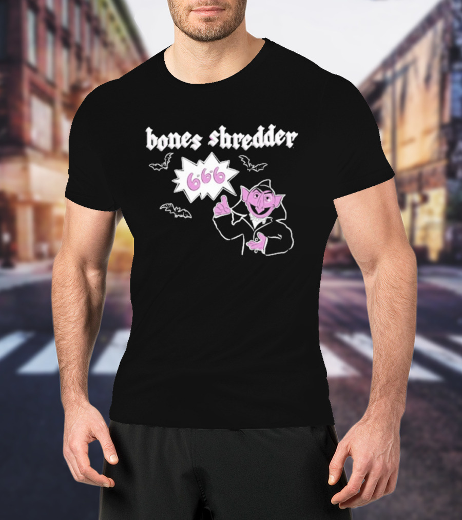 Bones Shredder Vampire Count 666 Halloween Bats T-Shirt