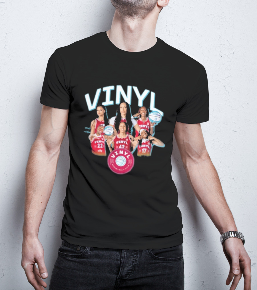 Vinyl Basketball Club Player Team Spirit With Basketball Stars T-Shirt