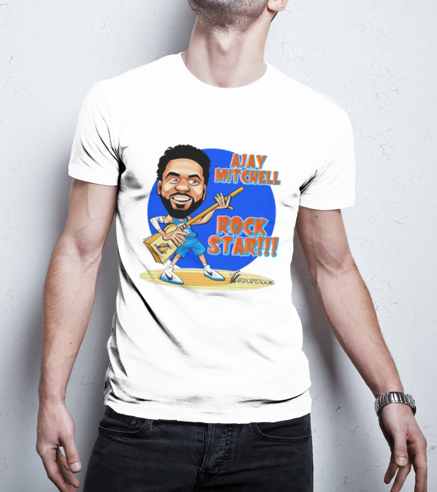 Ajay Mitchell Oklahoma City Thunder Rock Star Basketball Caricature T-Shirt