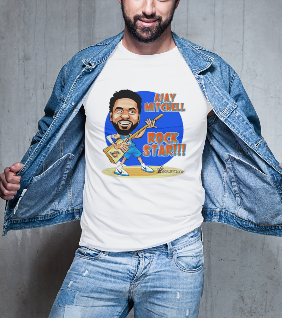 Ajay Mitchell Oklahoma City Thunder Rock Star Basketball Caricature T-Shirt