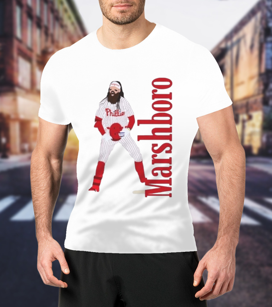 Brandon Marshboro Phillies Player Uniform Red Vertical T-Shirt