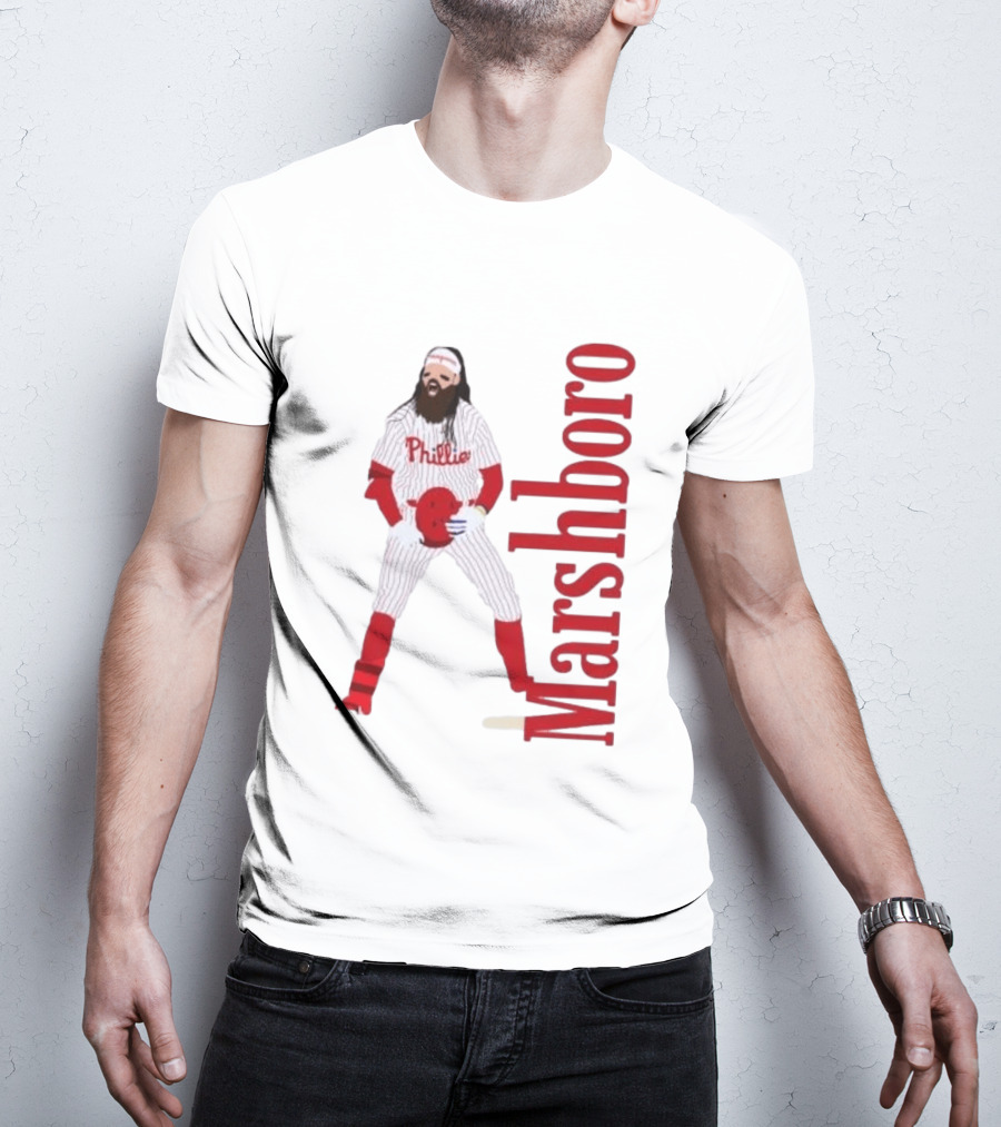 Brandon Marshboro Phillies Player Uniform Red Vertical T-Shirt