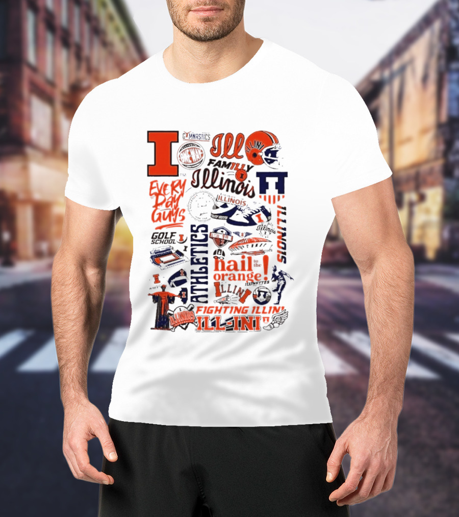 Illinois Fighting Illini Athletics Symbols Illini Orange Blue Football Basketball Golf Illini Till I Die T-Shirt