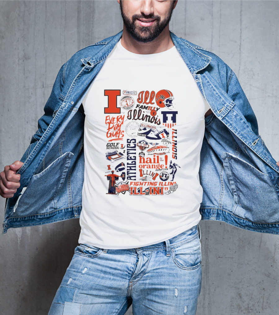 Illinois Fighting Illini Athletics Symbols Illini Orange Blue Football Basketball Golf Illini Till I Die T-Shirt