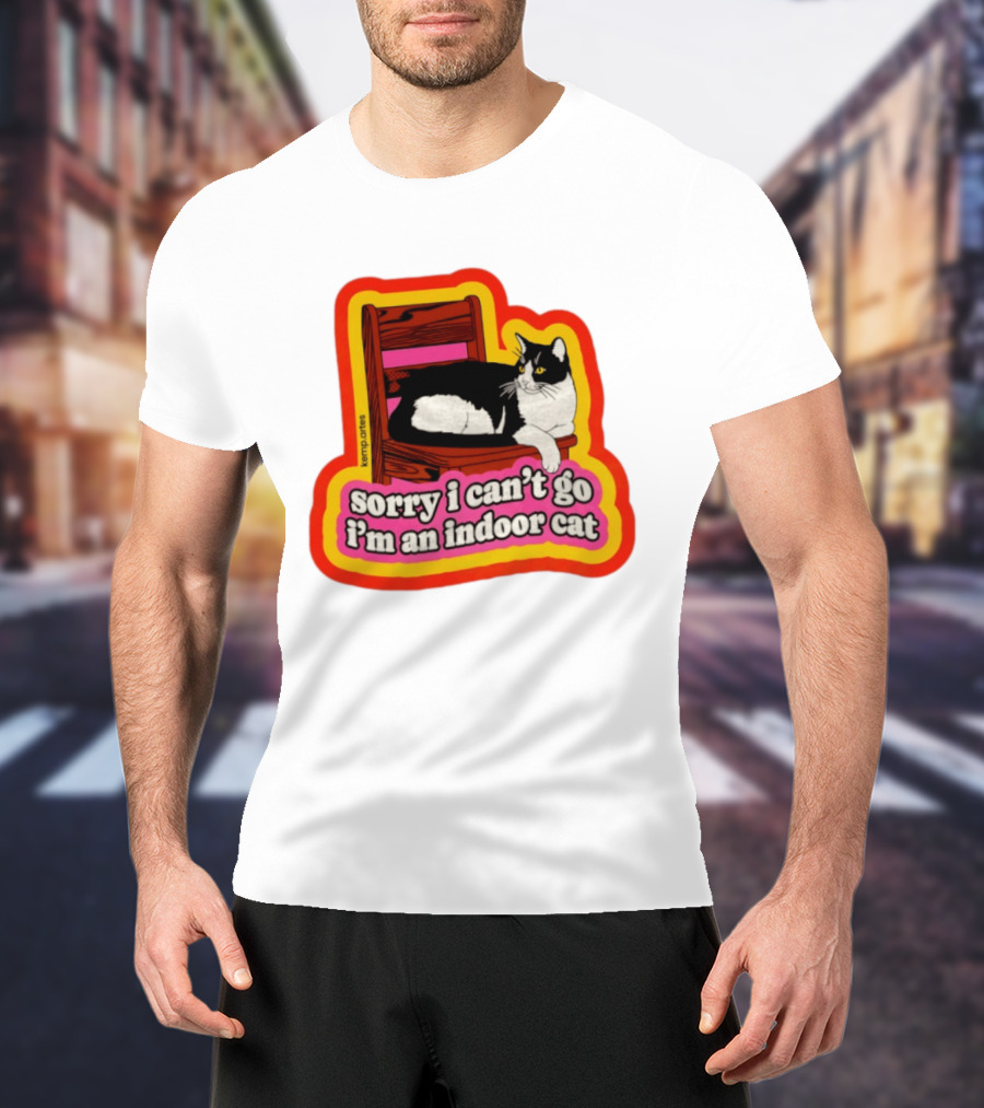 Indoor Cat Humor Sorry I Can't Go Vintage Feline Vibes T-Shirt
