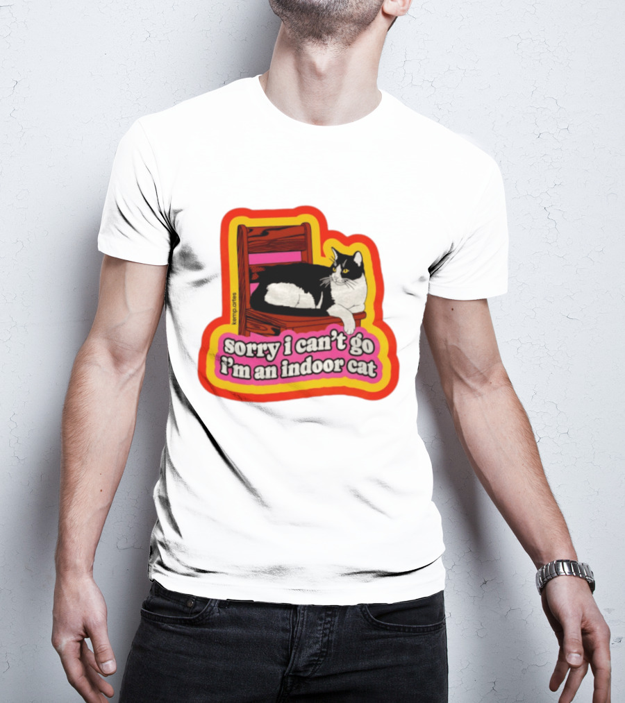 Indoor Cat Humor Sorry I Can't Go Vintage Feline Vibes T-Shirt