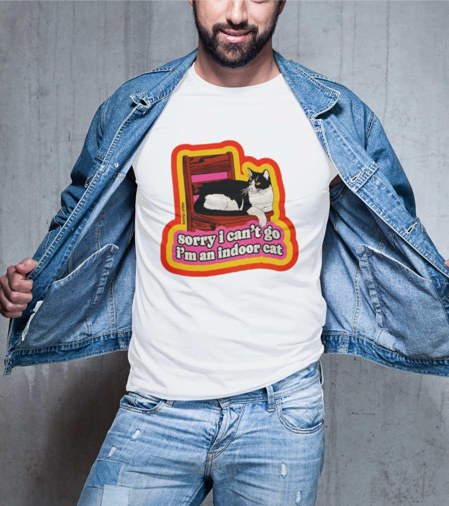 Indoor Cat Humor Sorry I Can't Go Vintage Feline Vibes T-Shirt