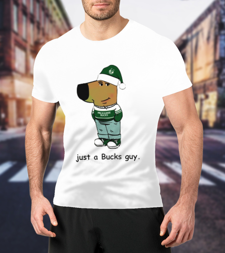 Milwaukee Bucks Chill Holiday Dog Character Just A Bucks Guy T-Shirt