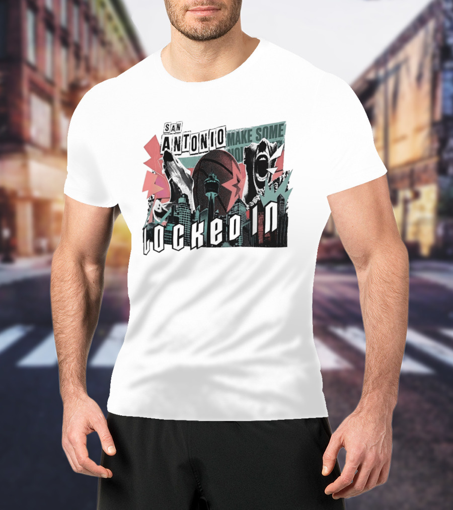 San Antonio Spurs Locked In 2026 Skyline City NBA Make Some Noise T-Shirt
