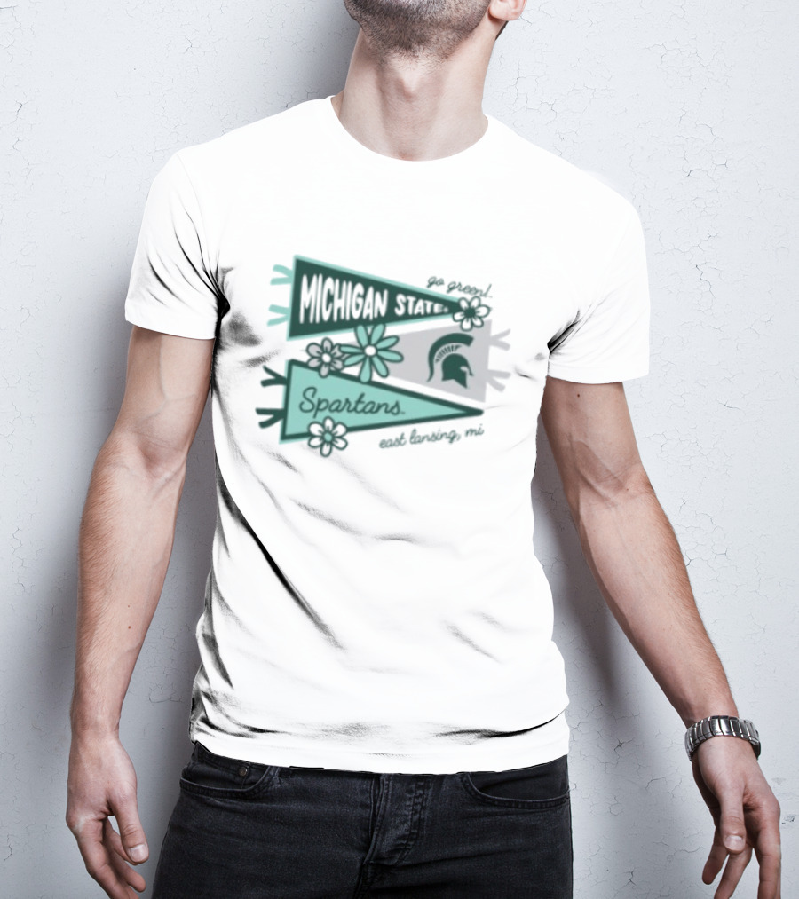 Michigan State Spartans Pennant East Lansing MI Flowers T-Shirt