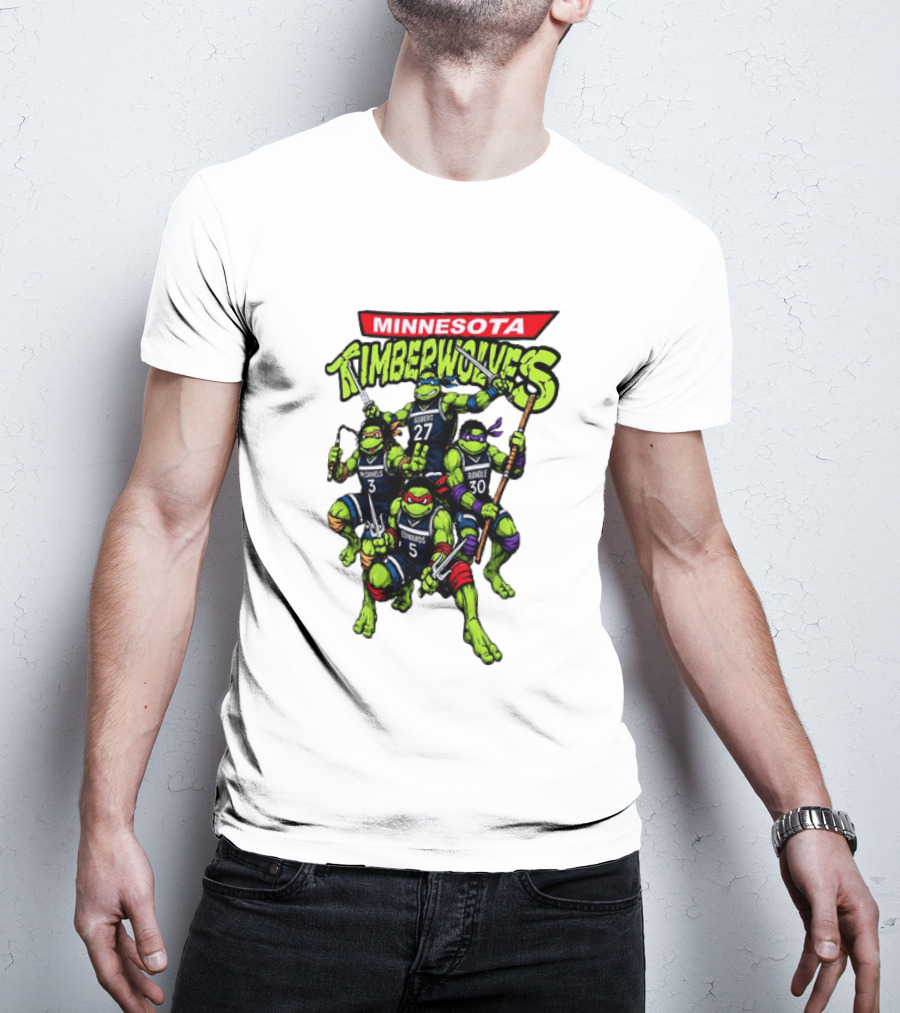 Minnesota Timberwolves Ninja Turtles Crossover Edwards Gobert Randle McDaniels T-Shirt