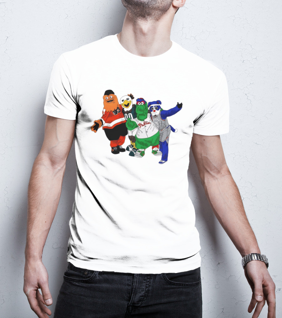 Philly Mascots Gritty Swoop Phanatic Franklin 2026 Sports Characters T-Shirt