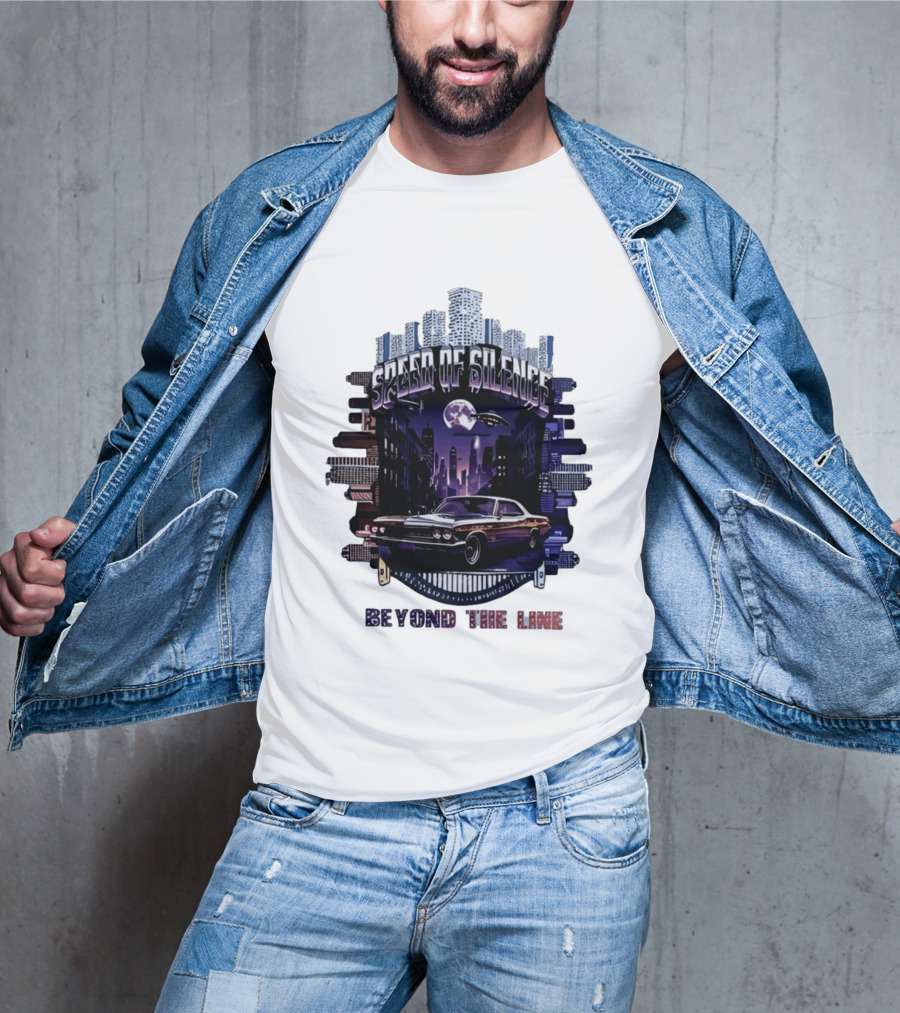 Speed Of Silence Cityscape Classic Car Moonlight Beyond The Line T-Shirt