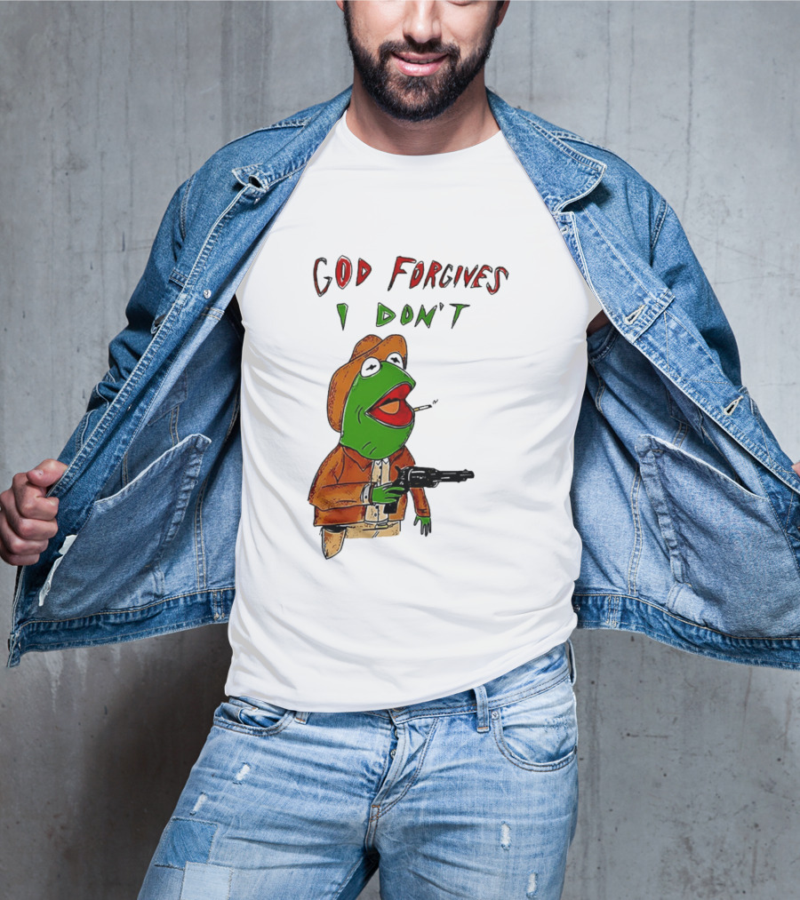 Yeehaw Kermit God Forgives I Don't Cowboy Humor T-Shirt