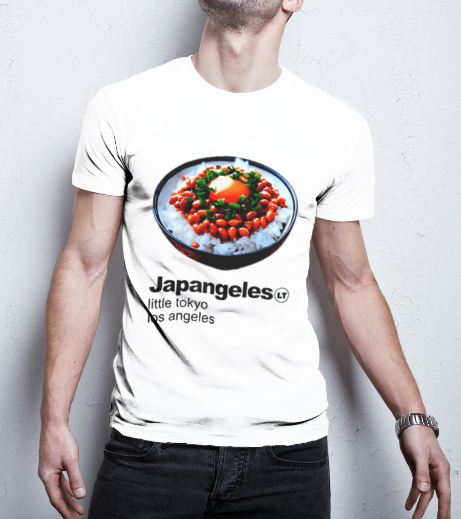 Japangeles Little Tokyo Los Angeles Natto Gohan Bowl With Egg And Scallions T-Shirt