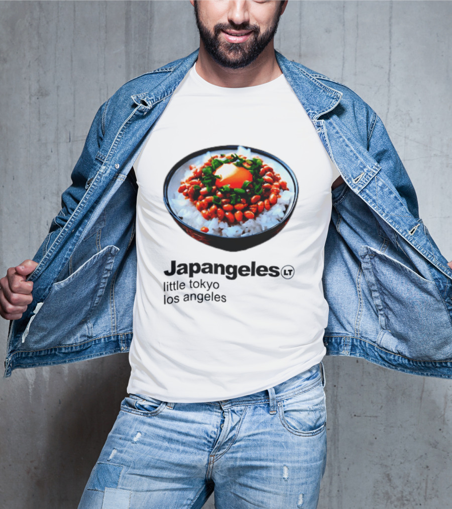 Japangeles Little Tokyo Los Angeles Natto Gohan Bowl With Egg And Scallions T-Shirt