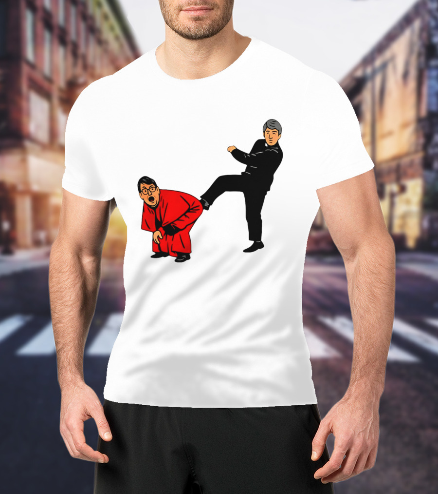 Kicking Random Man Up The Arse Funny Comic Scene T-Shirt