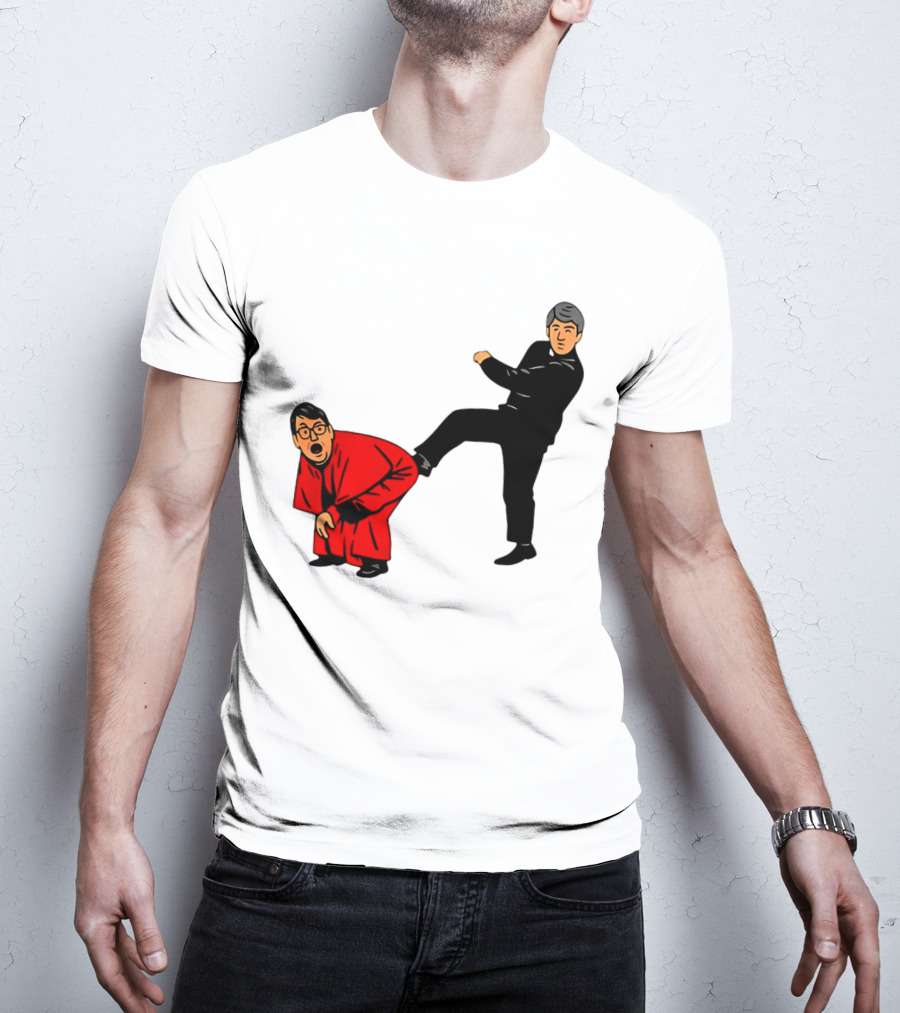 Kicking Random Man Up The Arse Funny Comic Scene T-Shirt