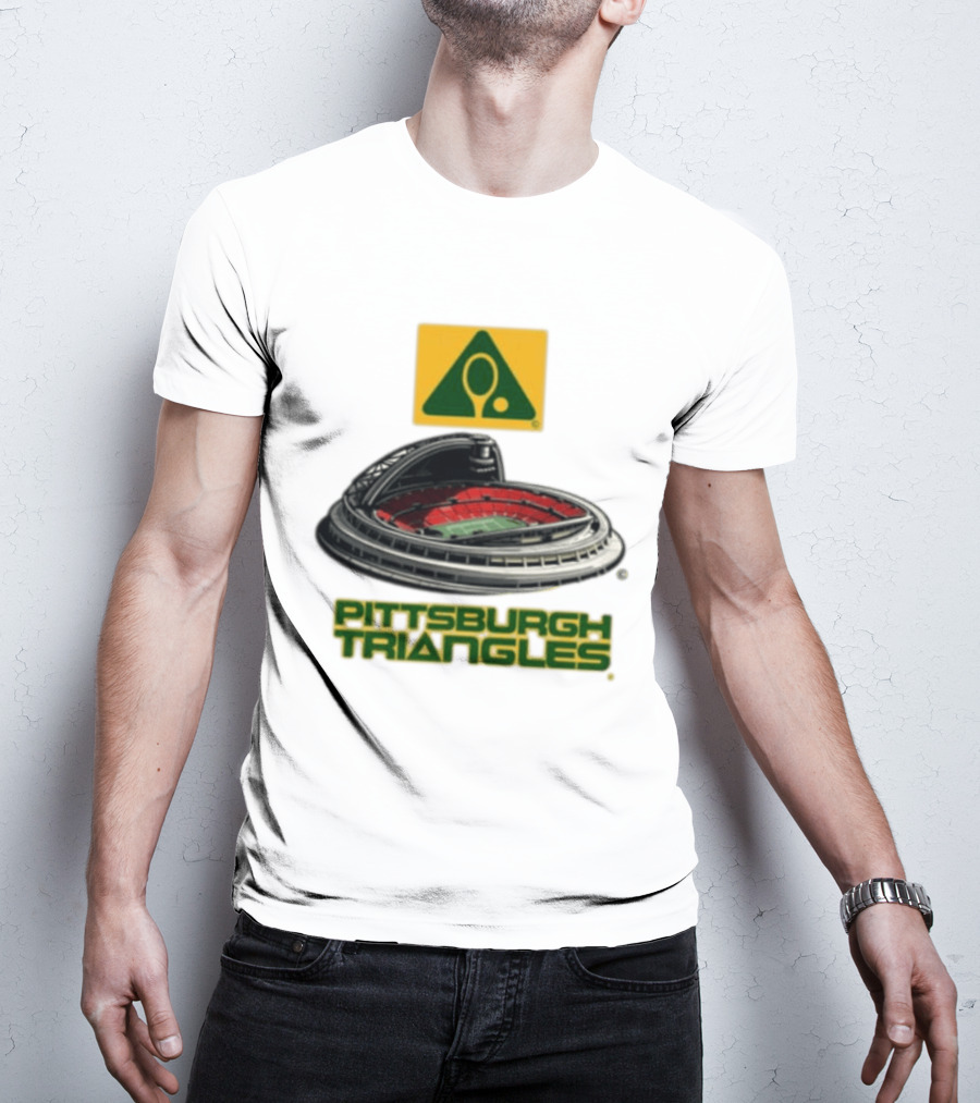 Pittsburgh Triangles Tennis Stadium With Tennis Racket T-Shirt