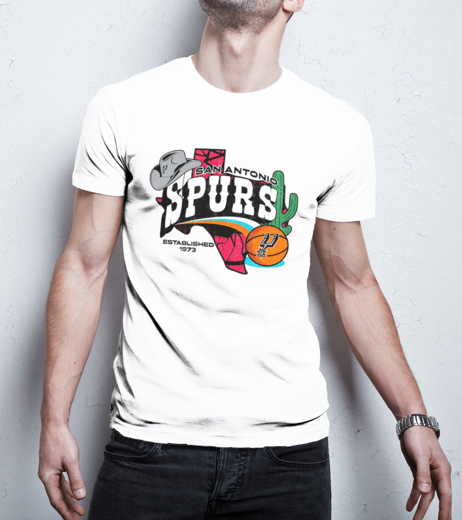 San Antonio Spurs 1973 Cactus Texas Basketball Cowboy Hat T-Shirt