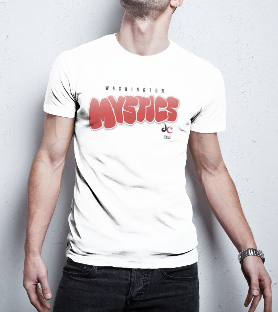 Washington Mystics Bubble Script Crop Mystics Basketball T-Shirt