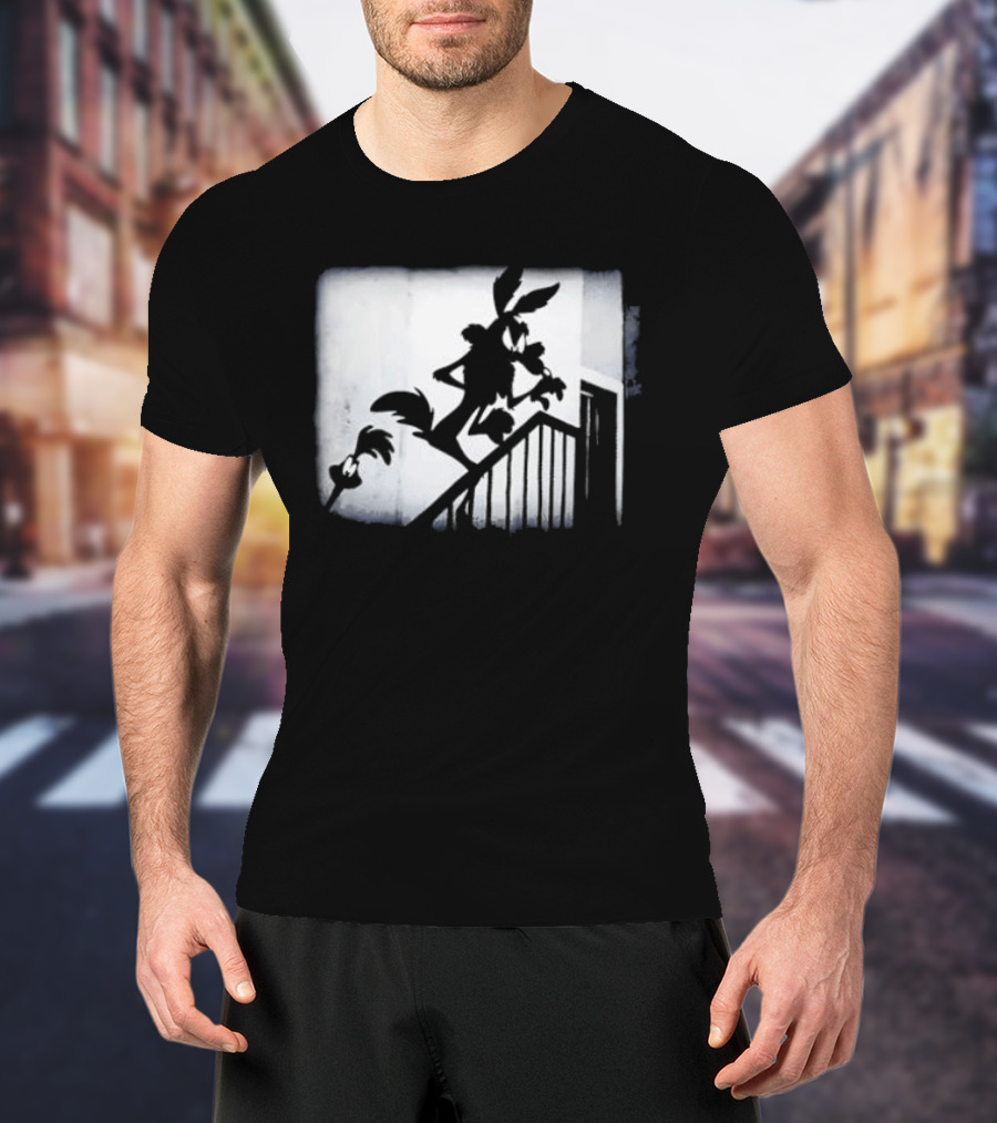 Wilesferatu Wile E. Coyote Road Runner Looney Tunes Silhouette Stairs T-Shirt