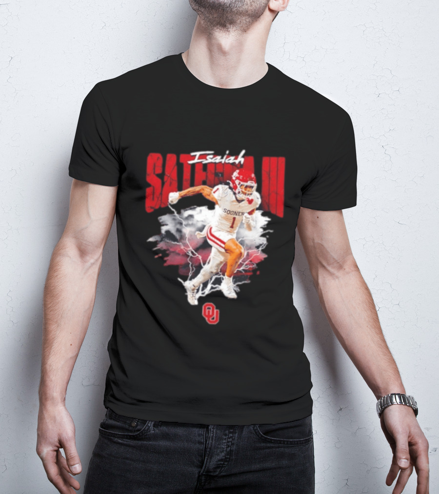Oklahoma Sooners Isaiah Sategna III Lightning Burst Action T-Shirt