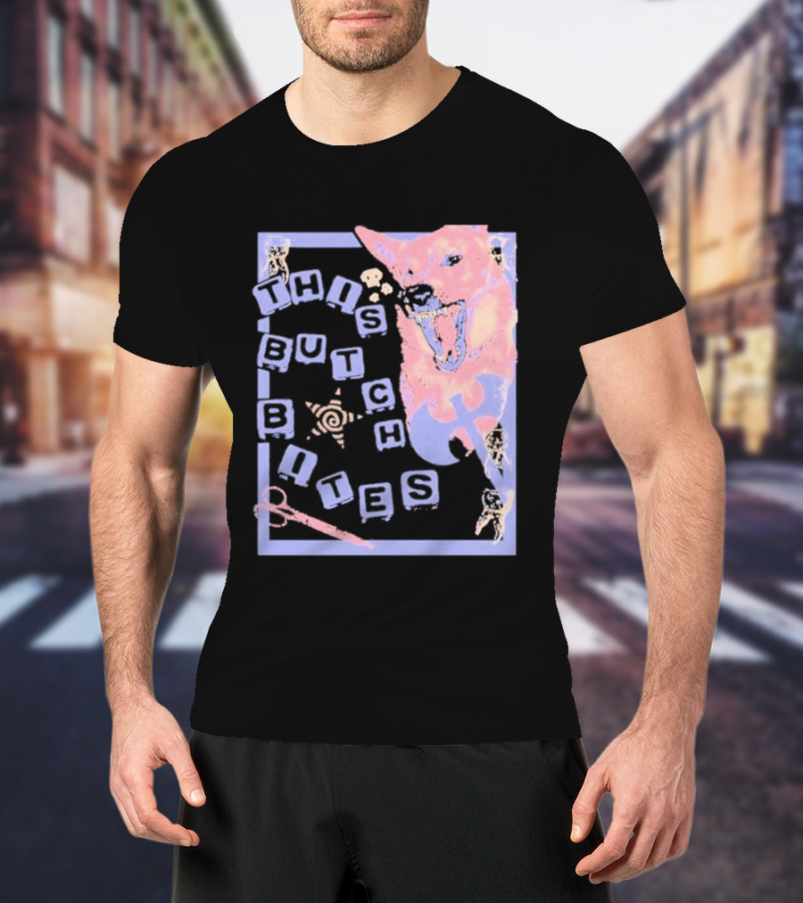 This Butch Bites Dog Retro Vibe Scissors And Blocks T-Shirt