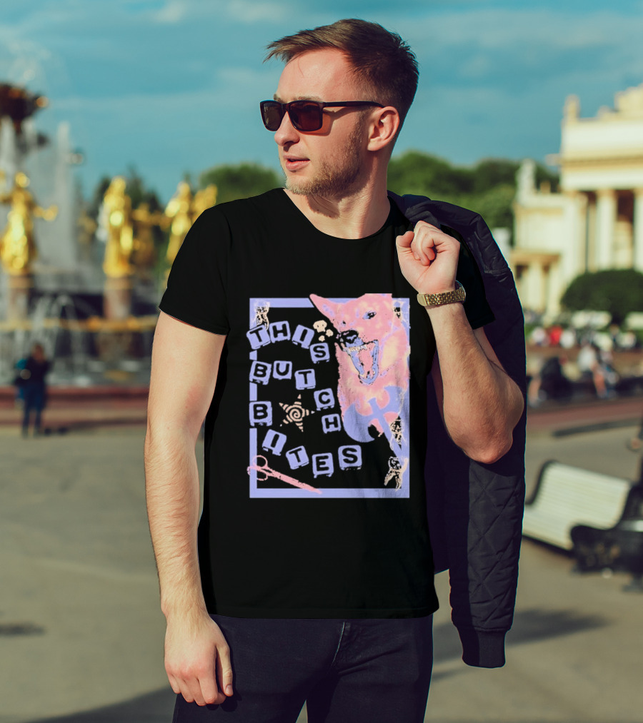 This Butch Bites Dog Retro Vibe Scissors And Blocks T-Shirt