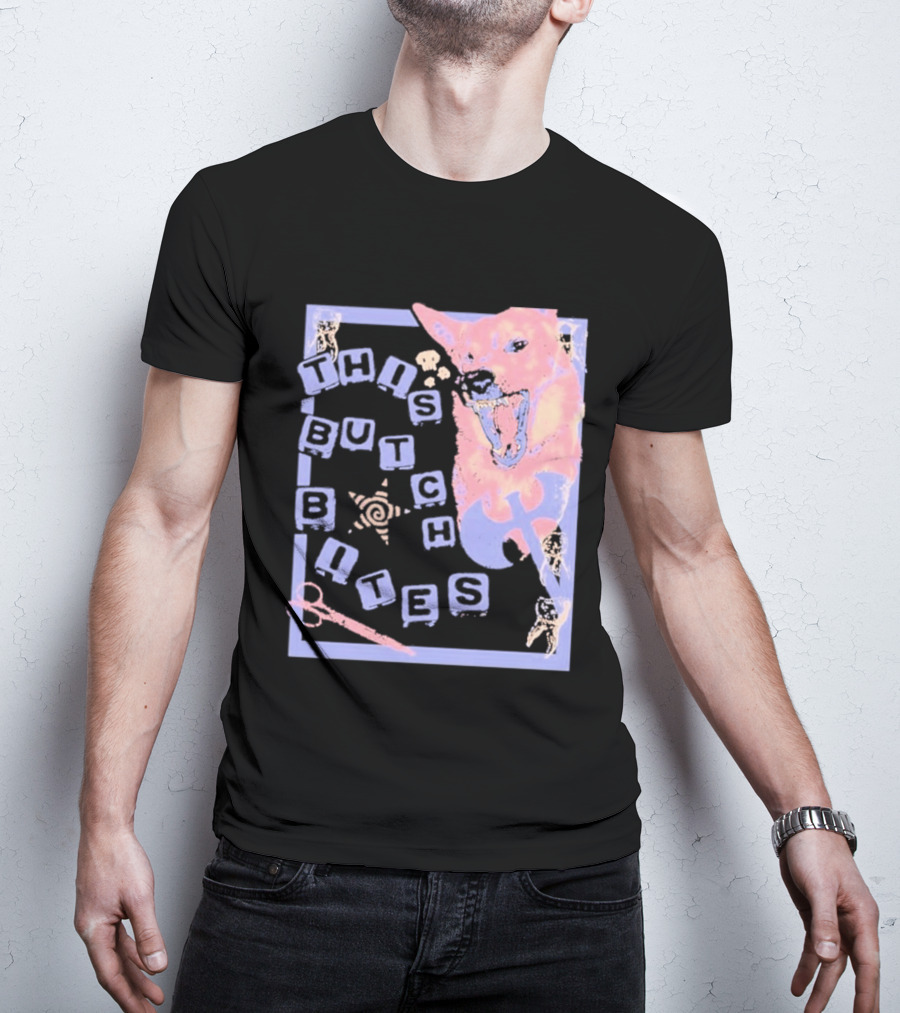 This Butch Bites Dog Retro Vibe Scissors And Blocks T-Shirt