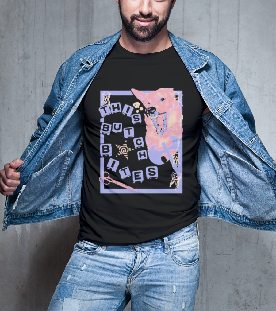 This Butch Bites Dog Retro Vibe Scissors And Blocks T-Shirt