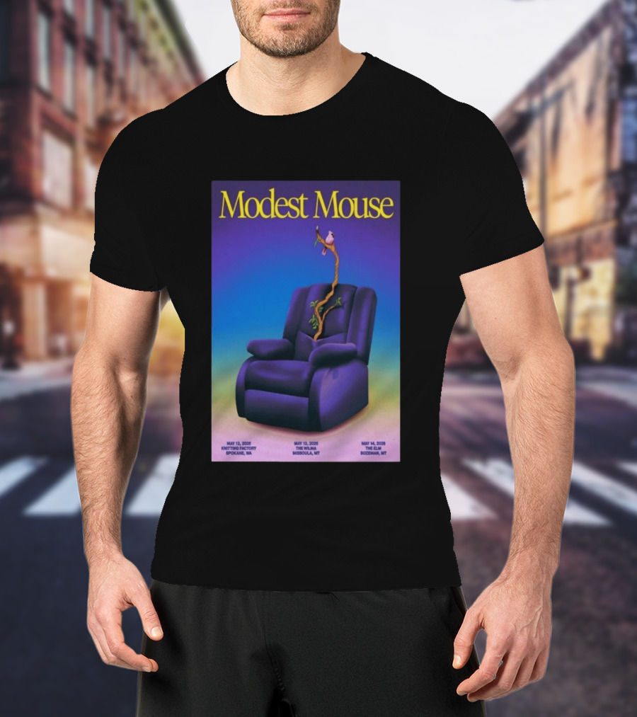 Modest Mouse Tour May 2026 Recliner And Tree Bozeman MT The Elm T-Shirt