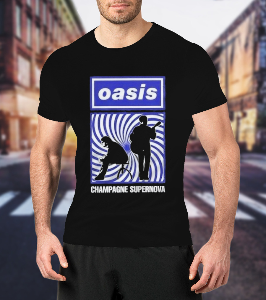 Oasis Champagne Supernova Band Silhouette Spiral T-Shirt