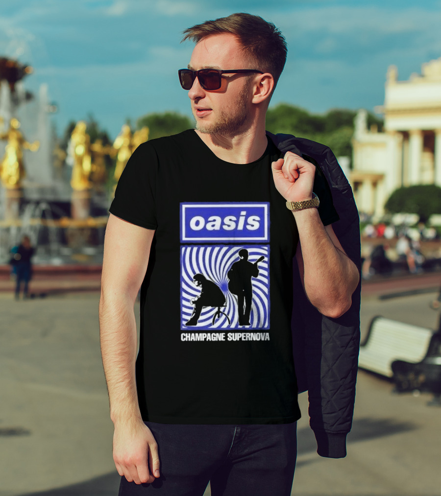 Oasis Champagne Supernova Band Silhouette Spiral T-Shirt