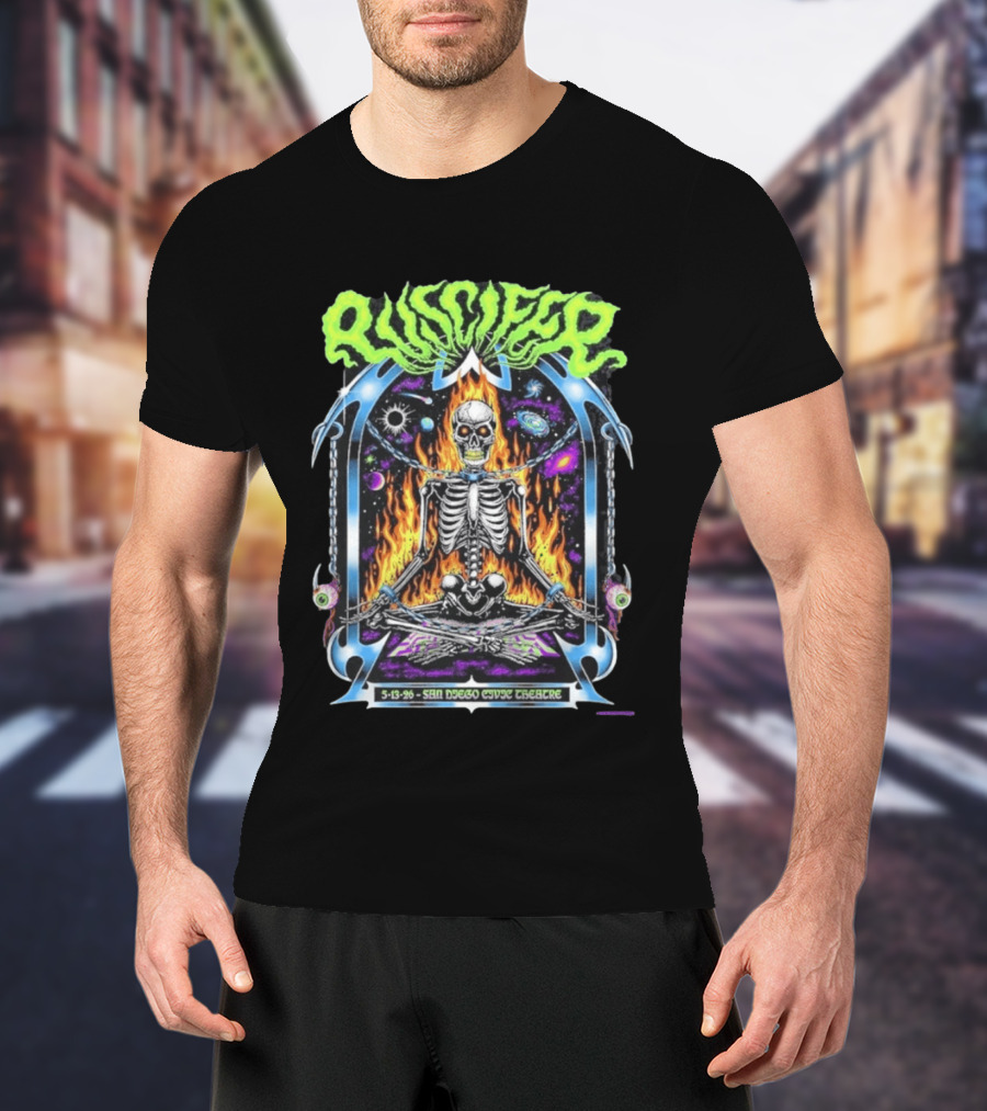 Puscifer San Diego Civic Theatre May 13 2026 Event Flaming Skull Skeleton In Space T-Shirt