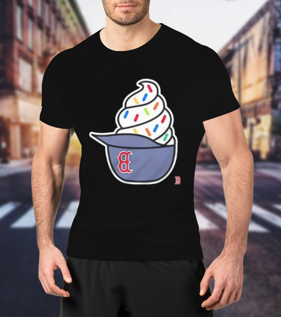 Boston Red Sox Ice Cream Helmet With Sprinkles Baseball Fans T-Shirt