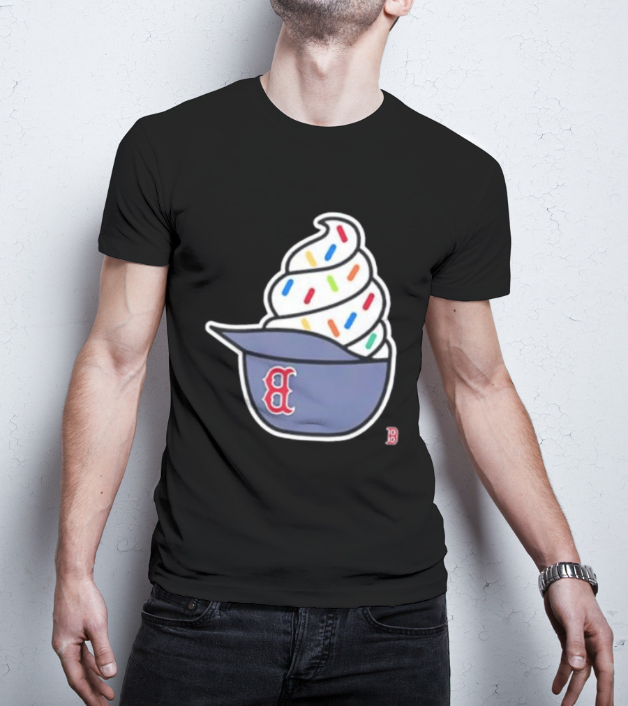 Boston Red Sox Ice Cream Helmet With Sprinkles Baseball Fans T-Shirt