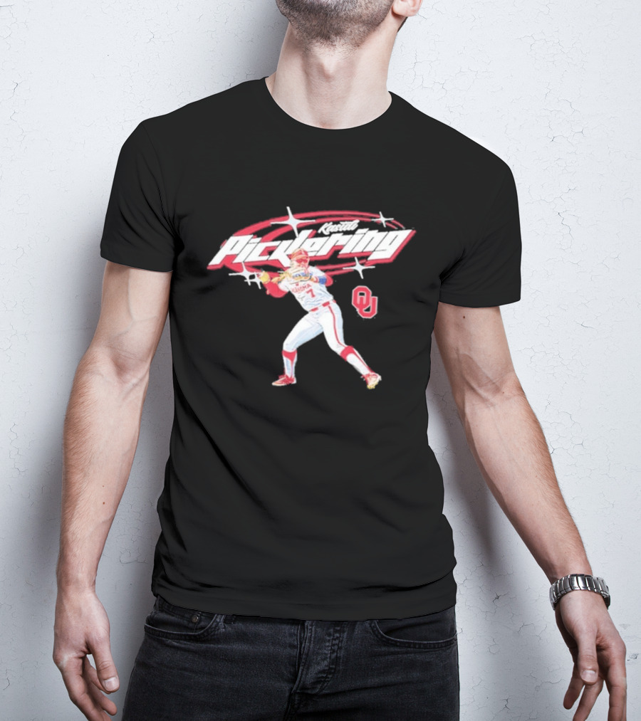 Kasidi Pickering Oklahoma Softball Player Action Sparkle OU T-Shirt