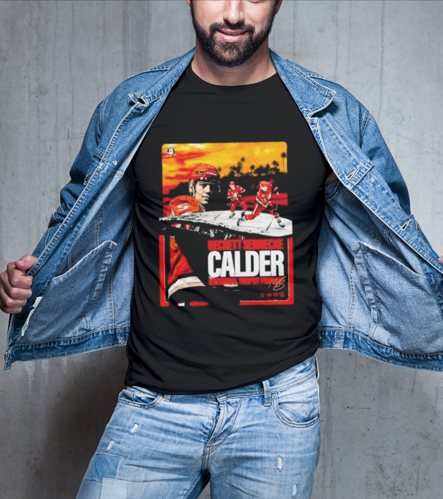 Beckett Sennecke Calder Memorial Trophy Finalist Hockey Player Action Scene T-Shirt