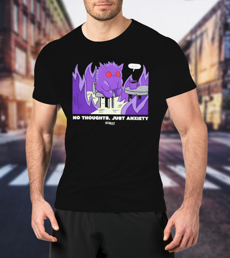 Pokemon Gengar No Thoughts Just Anxiety Purple Flame T-Shirt