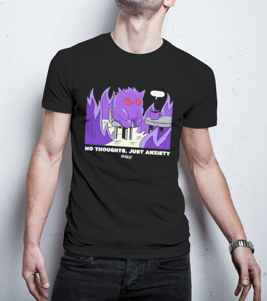 Pokemon Gengar No Thoughts Just Anxiety Purple Flame T-Shirt
