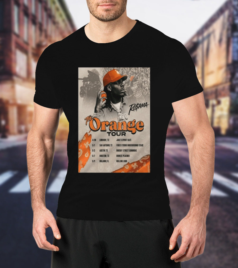 RoSama The Orange Tour 2026 Houston Concert The Bronze Peacock May 7 T-Shirt