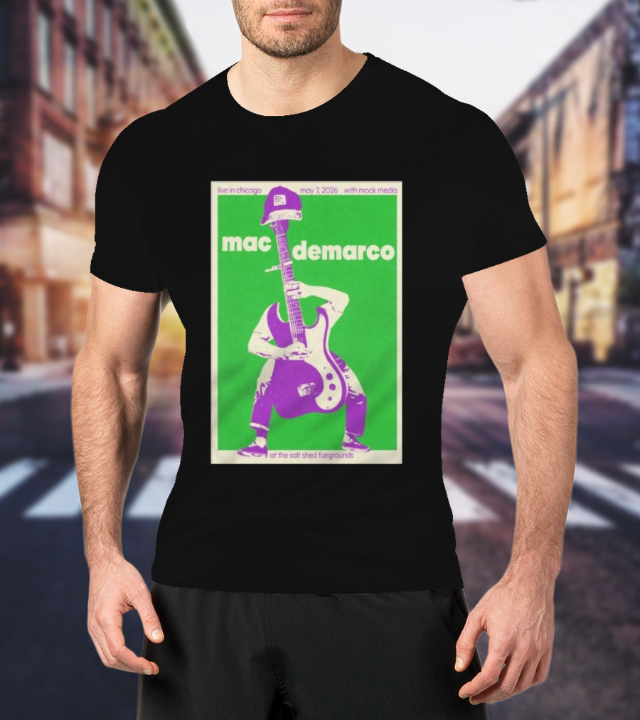 Mac Demarco Live In Chicago May 7 2026 At The Salt Shed Fairgrounds With Mock Media T-Shirt