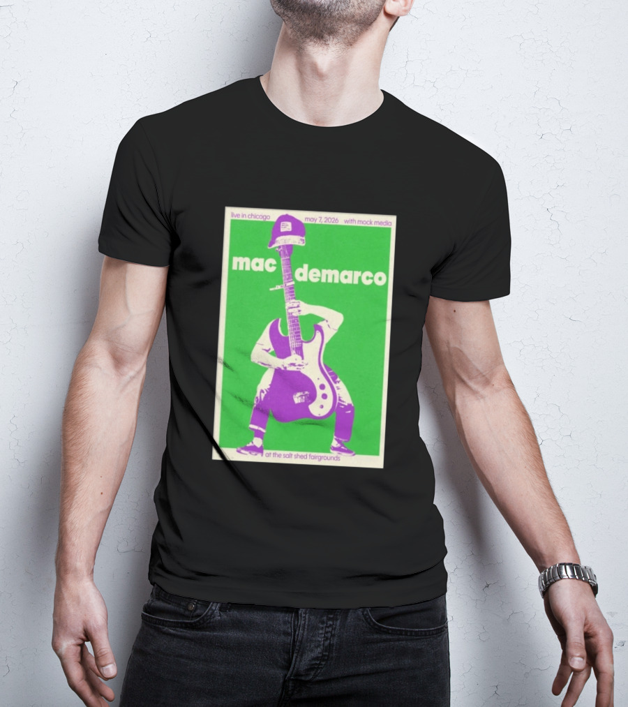 Mac Demarco Live In Chicago May 7 2026 At The Salt Shed Fairgrounds With Mock Media T-Shirt