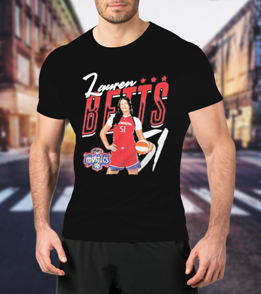 Lauren Betts 51 Washington Mystics WNBA Player T-Shirt