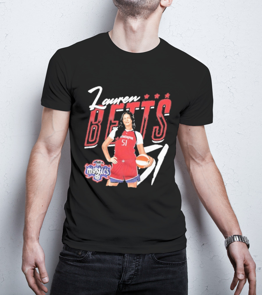 Lauren Betts 51 Washington Mystics WNBA Player T-Shirt
